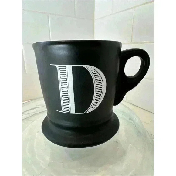 ANTHROPOLOGY (D )Monogram Shaving Style Handle Mug Black Coffee /Tea Drinking - Picture 8 of 10